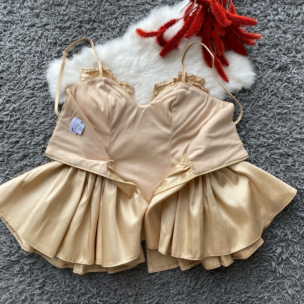 ASOS Cream Ruffled Corset Top - Picture 6 of 9